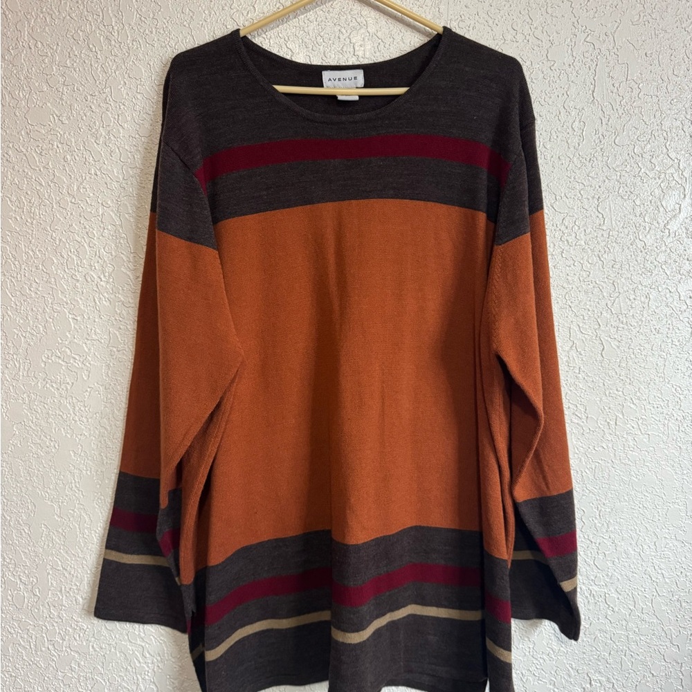 Avenue Brown Knit Sweater 3x
